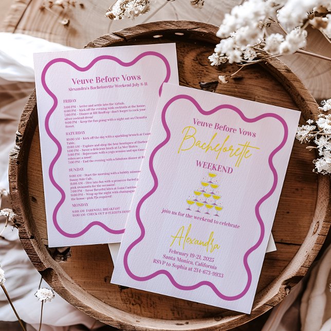 Invitation Veuve Avant Vows Bachelorette Week-end Itinéraire (Créateur téléchargé)