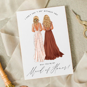 Invitation Veux-tu être ma demoiselle d'honneur? Filles en ro