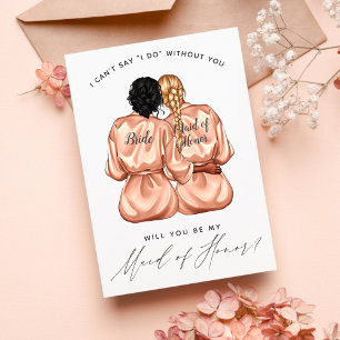 Invitation Veux-tu être ma demoiselle d'honneur? Filles en ro