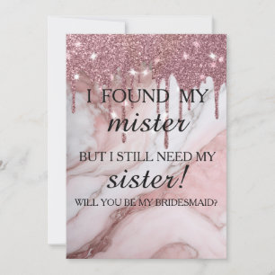 Invitation Veux-tu être ma demoiselle d'honneur? Rose Gold Dr