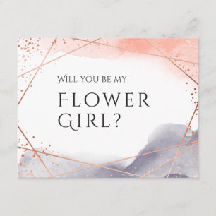 Invitation Veux-tu être ma demoiselle d'honneur rose gold géo