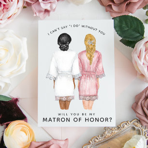 Invitation Veux-tu être ma témoin ? Filles en robe d'intérieu
