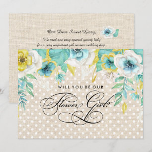 Invitation Veux-tu être notre demoiselle d'honneur aux fleurs