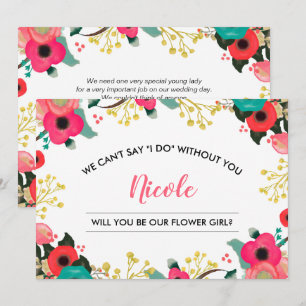 Invitation Veux-tu être notre Fille des Fleurs ? Moderne Flor