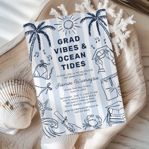 Invitation Vibes de remise de diplôme sur la plage Doodle Dip