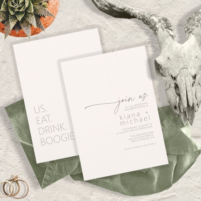 Invitation Vibes du désert Mariage manger Boire Boogie Ivory  (Créateur téléchargé)
