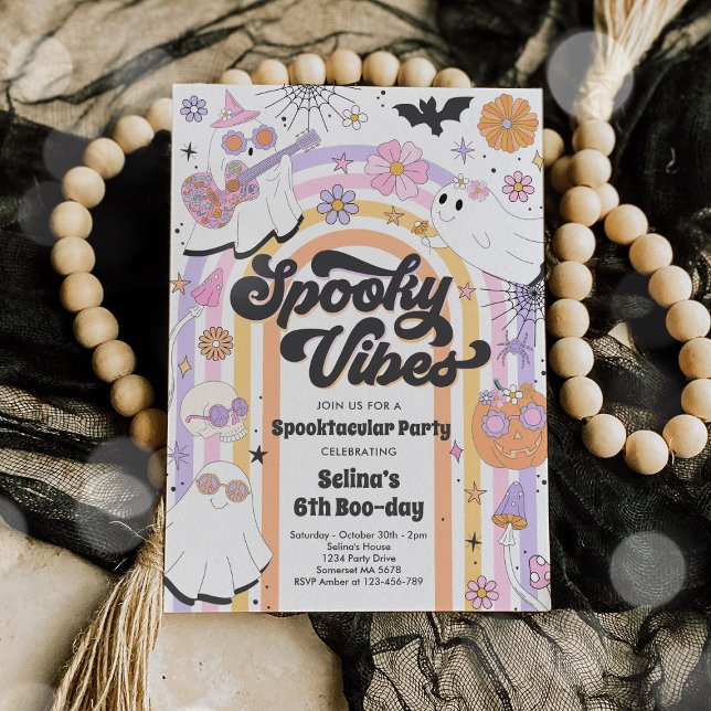 Invitation Vibes éffrayantes Halloween mignonne Fantôme Super (Créateur téléchargé)