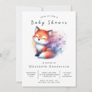 Invitation Vibes naturelles Design Fox Baby shower