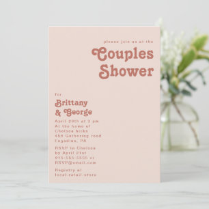 Invitation Vibes rétro simples Douche Couples Roses Vives