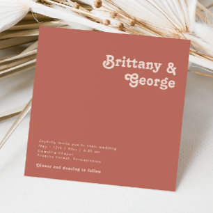 Invitation Vibes rétro simples   Vieux Mariage Carré Rose
