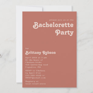 Invitation Vibes rétro simples   Vieux Rose Bachelorette Part