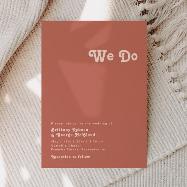 Invitation Vibes rétro simples | Vieux Rose Nous faisons Mari (Créateur téléchargé)
