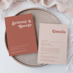 Invitation Vibes rétro simples   Vieux Rose tout en un Mariag