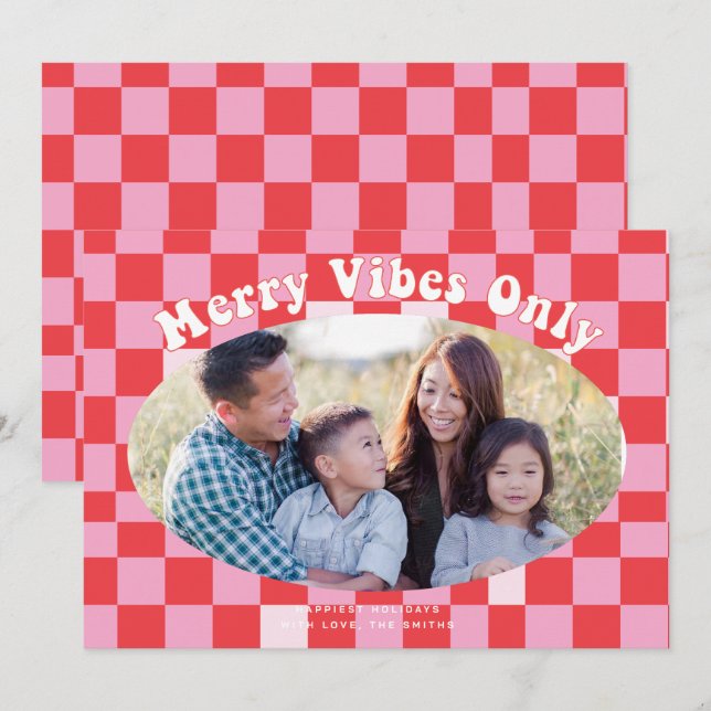 Invitation Vibes Super rétro uniquement avec le Buffalo Plaid (Devant / Derrière)