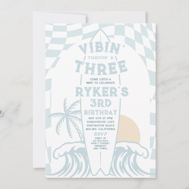 Invitation Vibin' Thrivin' Et Trois Surfs 3e fête d'anniversa (Devant)