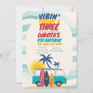 Invitation Vibin' Thrivin' & Three Surf Van 3rd Birthday