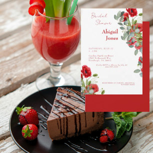 Invitation Vibrance poétique Fête des mariées florale rouge