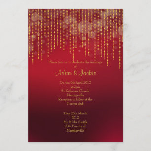 Invitation Vibrant feuille rouge et or ÉLÉGANT MARIAGE