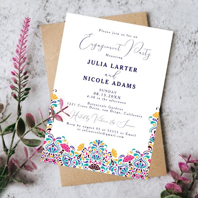 Invitation Vibrant Fiesta mexicaine Rainbow Engagement Party (Créateur téléchargé)