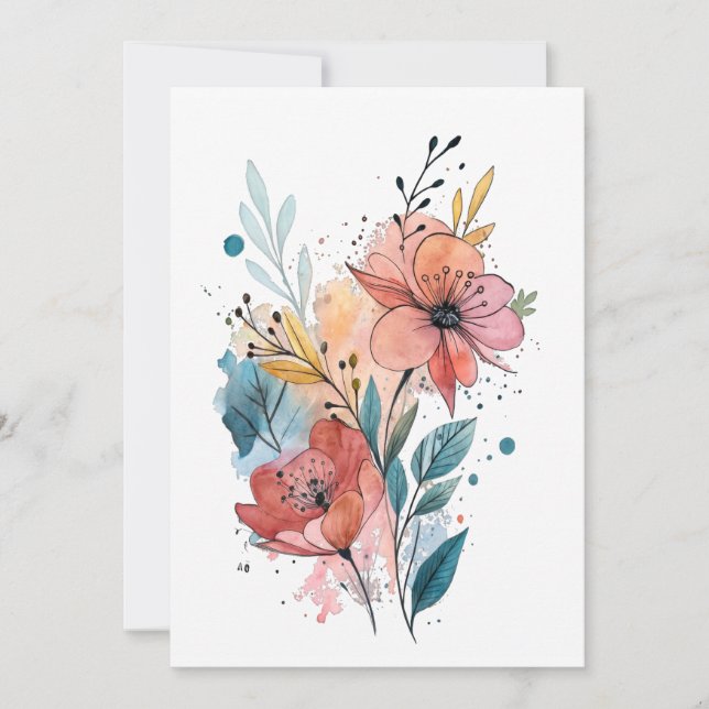 Invitation Vibrant Floral Watercolor Design (Devant)