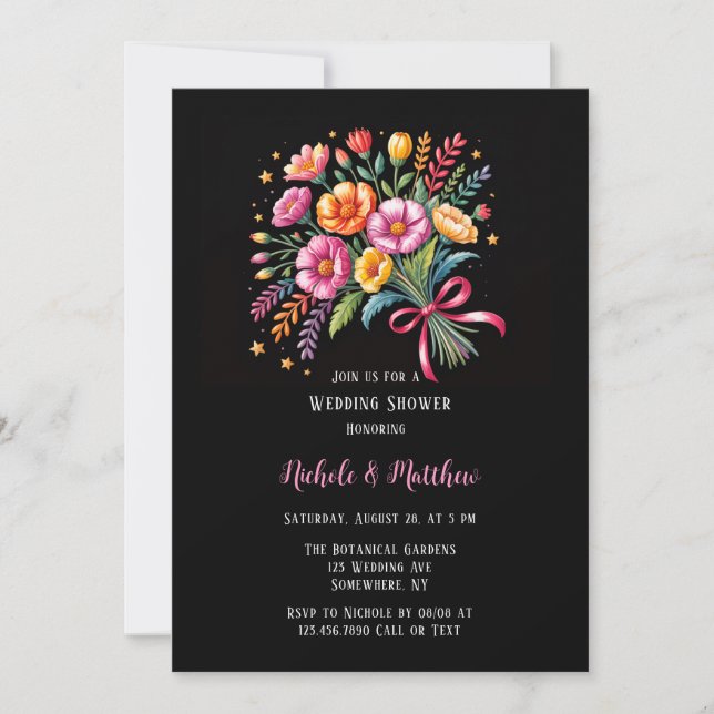 Invitation Vibrant Mariage Bouquet Wedding shower (Devant)