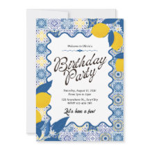 Vibrant Mediterranean Lemon & Blue Birthday