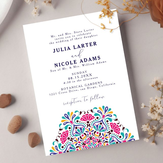 Invitation Vibrant mexicain Fiesta Rainbow Mandala Mariage (Créateur téléchargé)