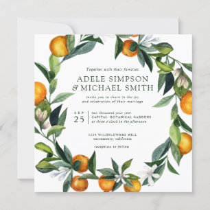 Invitation Vibrant Tangerine   Tout en un   Mariage botanique