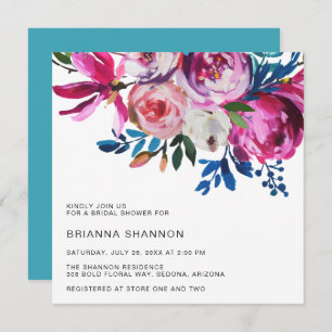 Invitation Vibrant Turquoise rose brillant Fête des mariées f