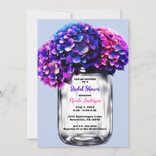 Invitation Vibrant violet bleu rose Hydrangée Fête des mariée