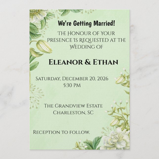 Invitation Vibrant Yellow Tulip & Ranunculus Formal Wedding I (Devant)