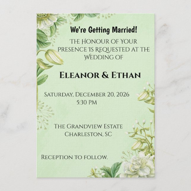 Invitation Vibrant Yellow Tulip & Ranunculus Formal Wedding I (Devant)