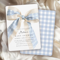 Vichy Bleu Ciel Noeud Mignon Baby Shower