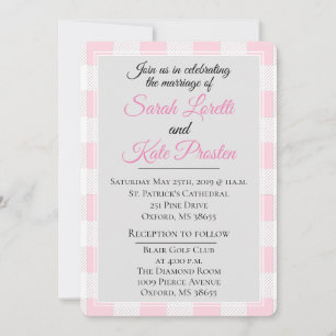 Invitation Vichy rose buffle