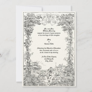 Invitation Victorian Castle Couple Foliage Mariage frontalier