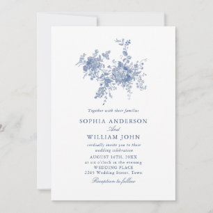 Invitation Victorian Dusty Blue French Garden Floral Mariage