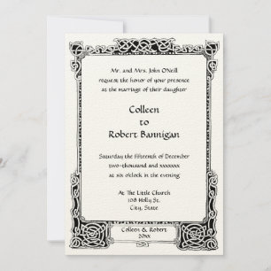 Invitation Victorian Era 1894 Celtic Knots Mariage frontalier