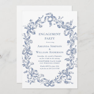Invitation Victorian Ornate Grace Dusty Blue ENGAGEMENT PARTY