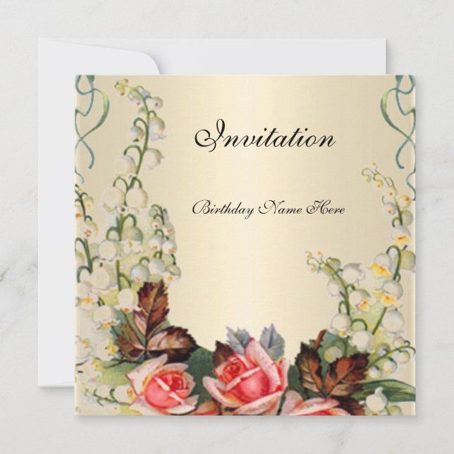 Invitation Victorian Pretty Floral Roses (Devant)