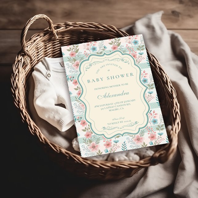 Invitation Victorian Rose Lattice Baby Shower (Créateur téléchargé)