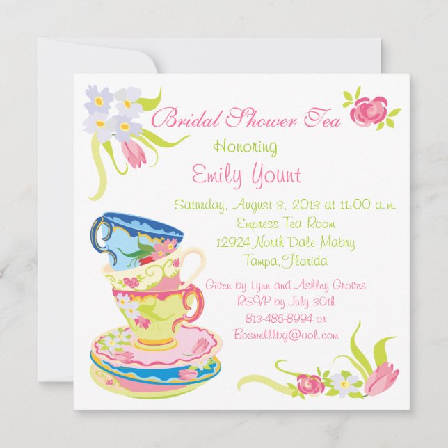Invitation Victorian Stoppée Tasses Tea Party (Devant)