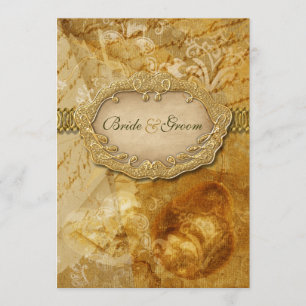 Invitation Victorian vintage d'or Brown weding