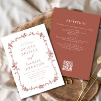 Victorian Vintage QR Code Mariage Terracotta