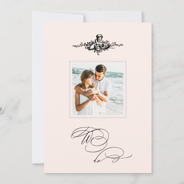 Invitation *~* Victorien AR6 Cherub PHOTO QR RSVP Mariage (Devant)