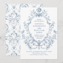 Victorien Ornate Grace Floral Dusty Mariage bleu