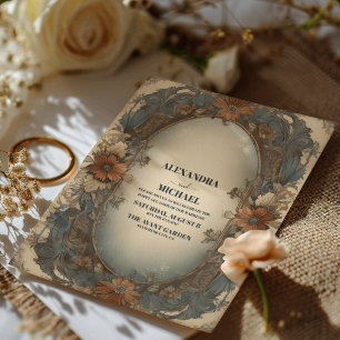 Invitation Victorien Vintage Art Nouveau Floral Mariage