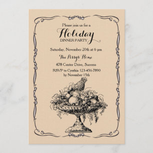 Invitation victorienne de dîner de bol de fruit