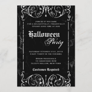 Invitation Victorienne Éffrayante gothique de Black Halloween