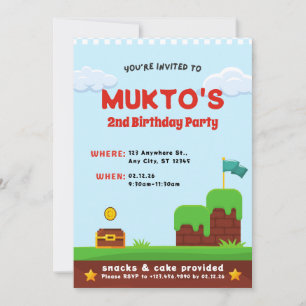 Invitation Vidéo Jeu 2ème fête d'anniversaire   Modèle de mod