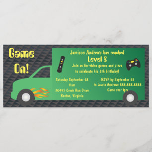 Invitation Vidéo Jeu Camion fête d'anniversaire